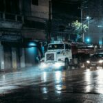 Truck wrecks in bad weather
