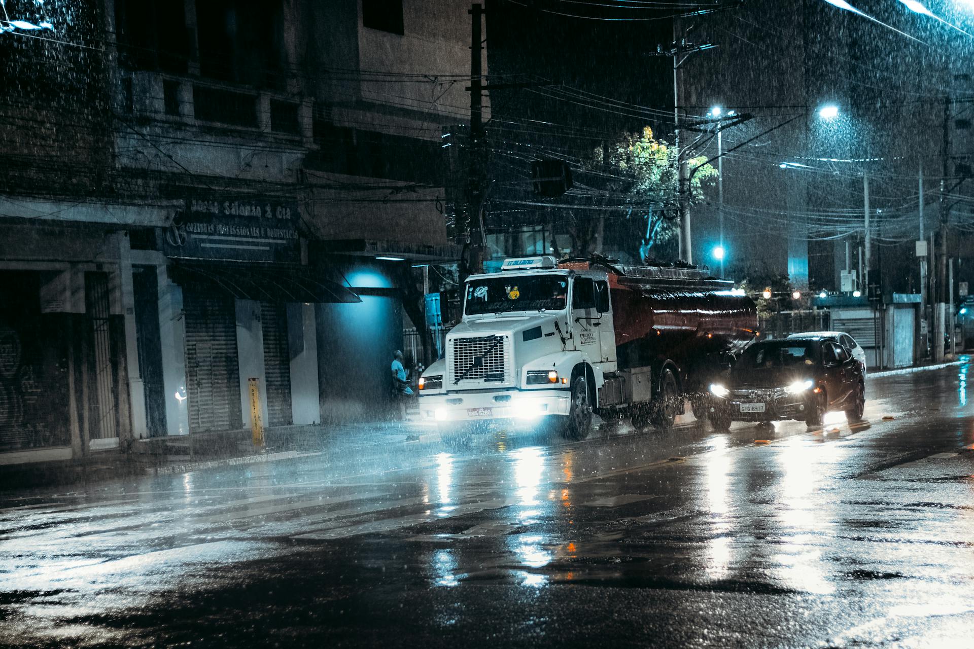 Truck wrecks in bad weather
